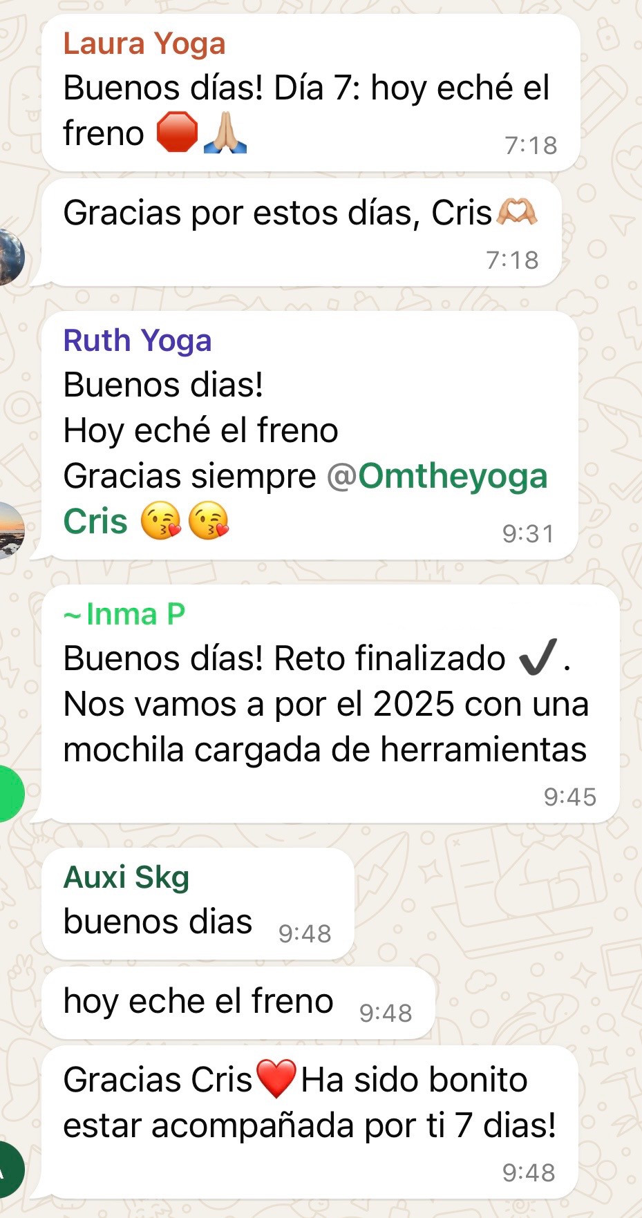mensaje real del grupo · edición anterior