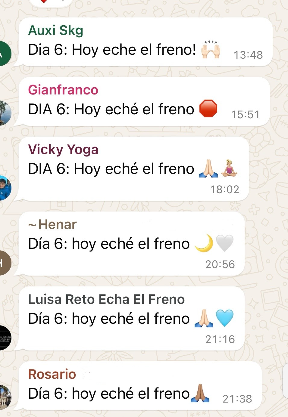 mensaje real del grupo · edición anterior